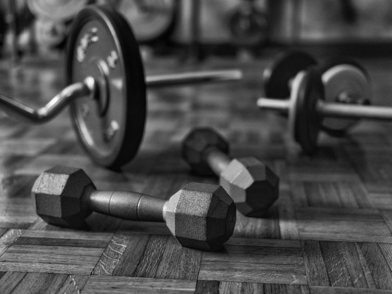 Detailed close-up of training equipment on wooden floor